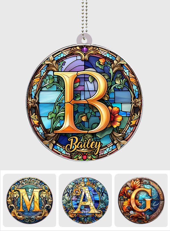 Stained Glass Letter - Personalized Family Car Ornament