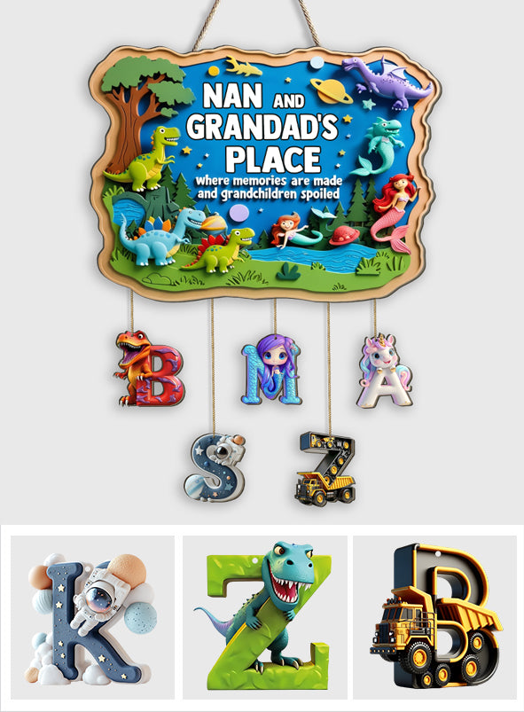 L'endroit où grand-mère et grand-père créent des souvenirs - Panneau familial personnalisé en bois de palette