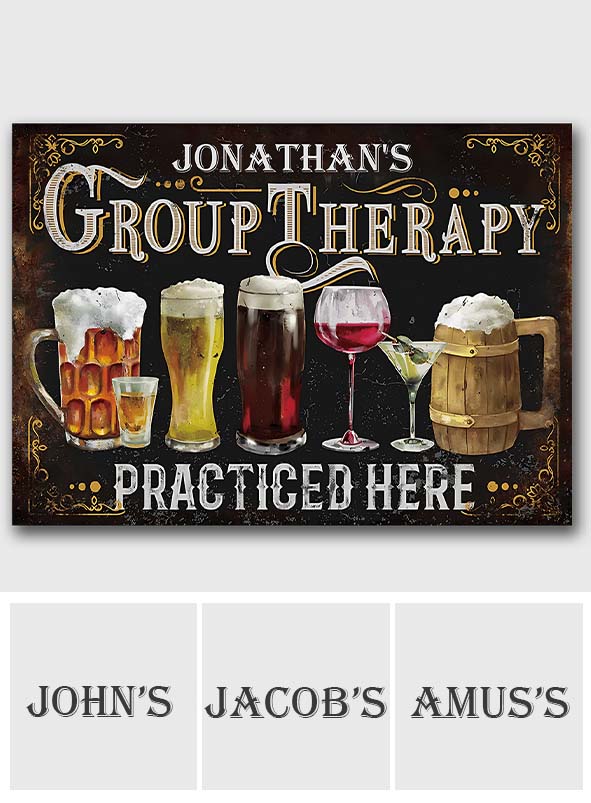 Group Therapy Practiced Here - Personalized Beer Rectangle Metal Sign