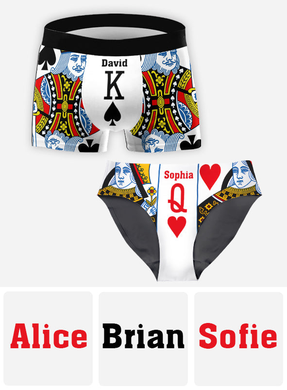 King And Queen - Slips personnalisés pour couples (femme et homme)
