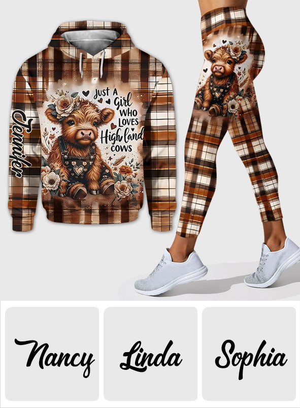 J'adore les vaches des Highlands ! - Sweat à capuche et legging personnalisés avec motif vache des Highlands