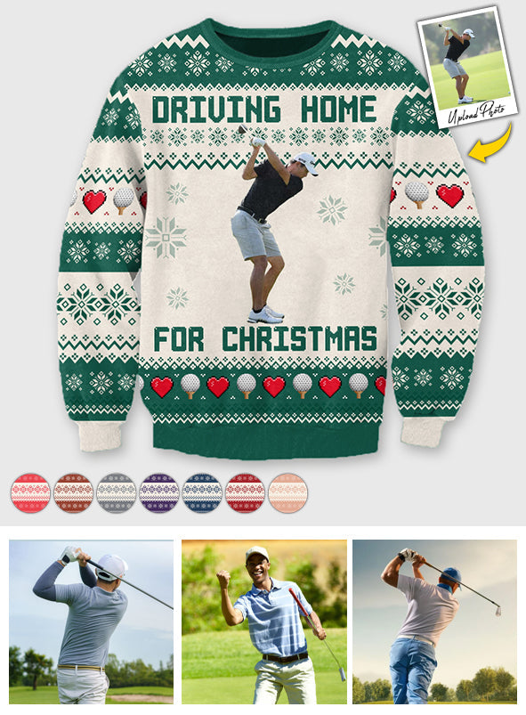 Driving Home For Christmas - Personalized Golf Ugly Sweater
