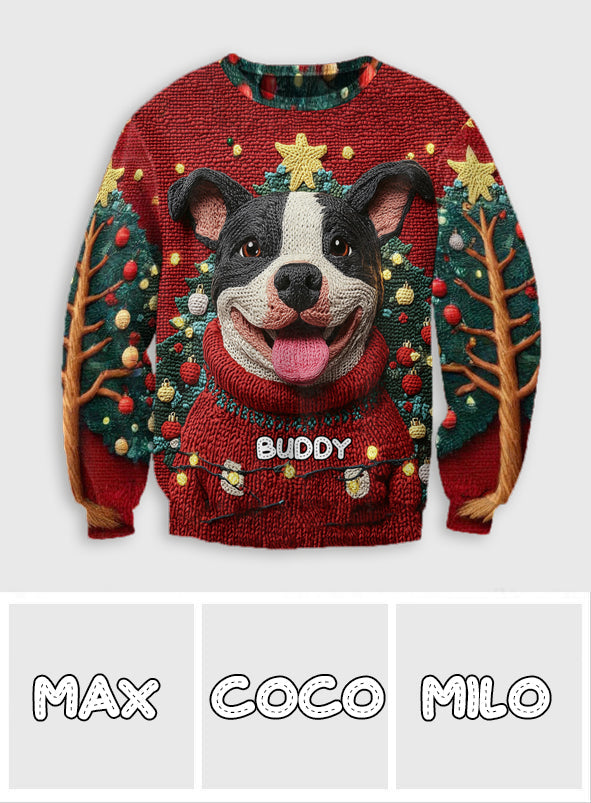 Funny Pitbull Christmas - Personalized Dog Ugly Sweater