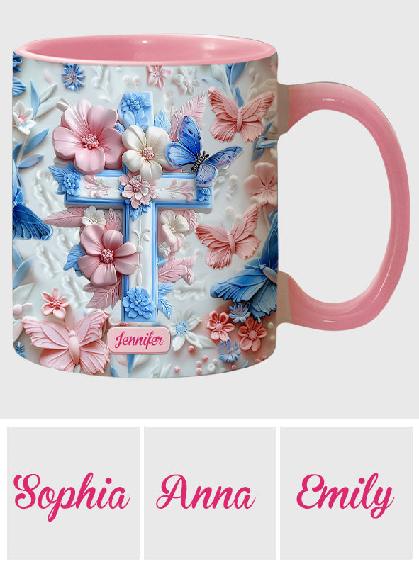 Croyez aux papillons roses et bleus - Mug chrétien personnalisé
