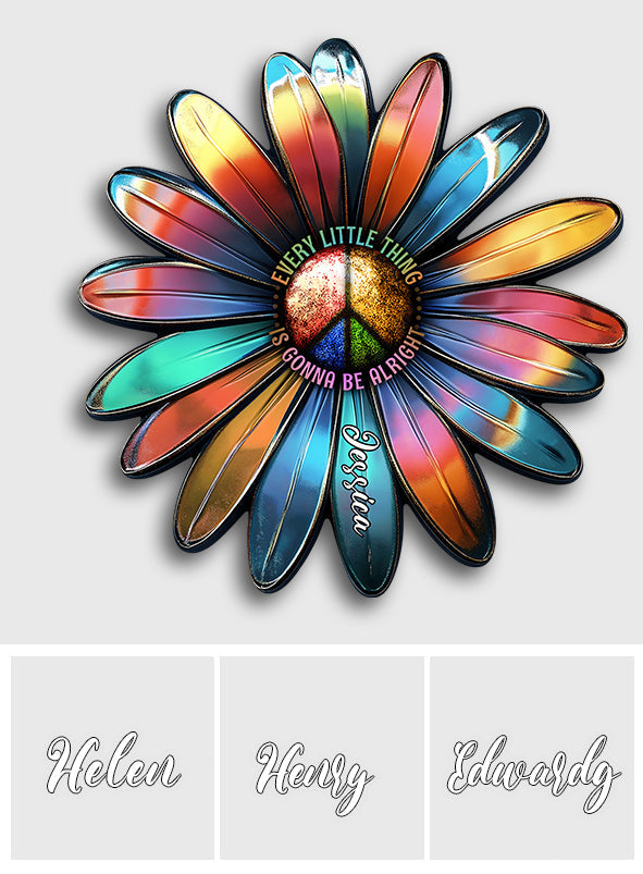 Tout ira bien - Panneau métallique personnalisé style hippie