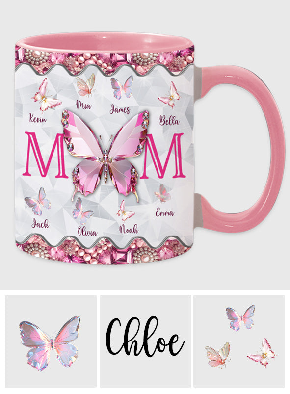 Mug personnalisé « Papillons pour maman et enfants » - Mug à l'effigie de maman