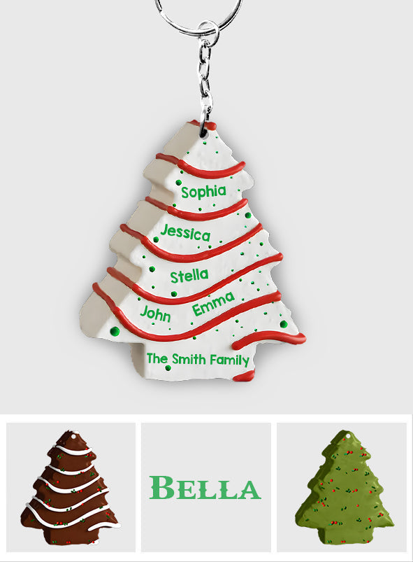Christmas Cake Family Friends Coworkers - Personalized Family Keychain