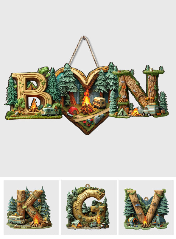 Lettre personnalisée pour couple campeur - Panneau en bois sur mesure pour le camping