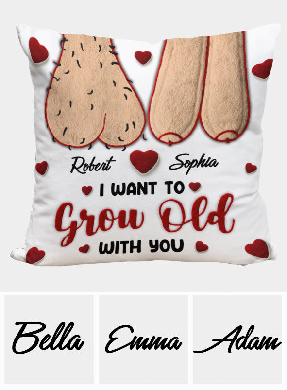 Je veux vieillir avec toi - Coussin décoratif personnalisé pour couple