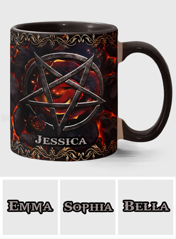 Mug personnalisé à motif pentacle volcanique et sorcière