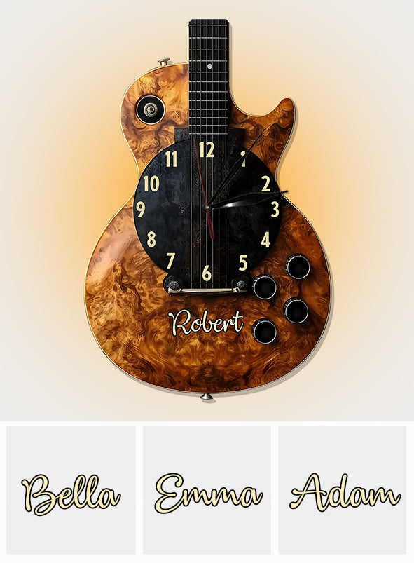 Time For Music - Personalized Guitar LED Light Wall Clock