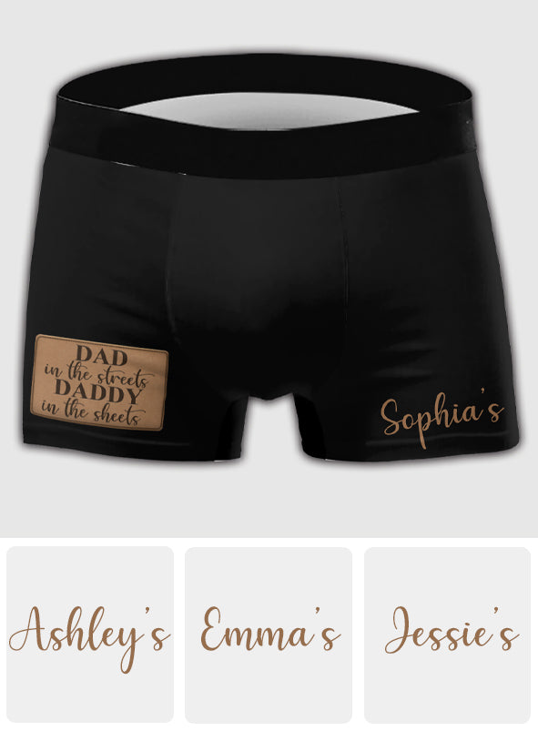 Dad In The Streets Daddy In The Sheets - Personalized Father Men’s Boxer Briefs