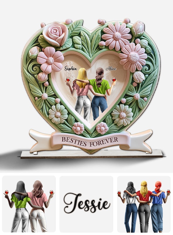 Meilleures amies pour toujours - Décoration personnalisée pour meilleure amie (1 étage, grand format, autoportante)