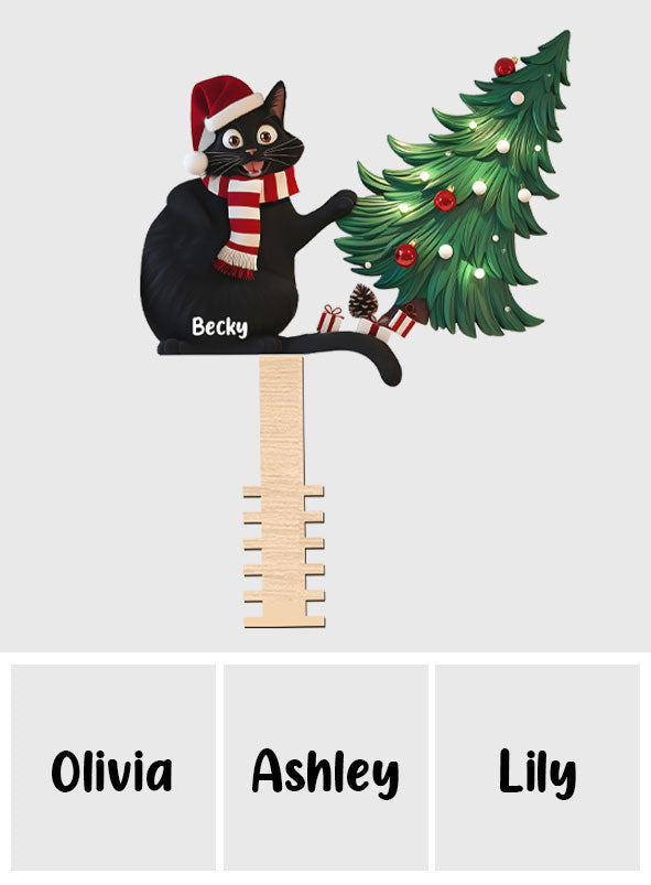Chat noir coquin - Décoration de sapin de Noël personnalisée en forme de chat noir