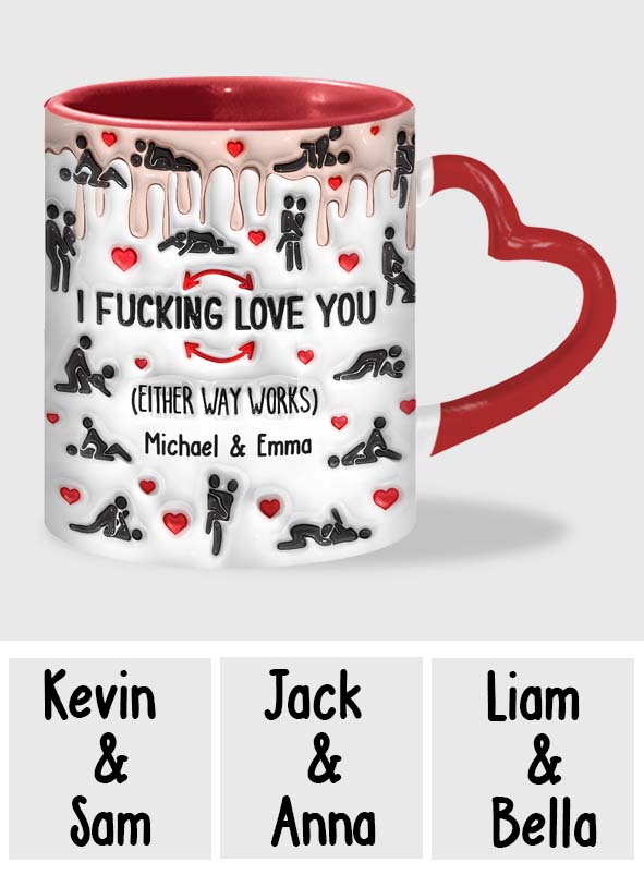 I Love You - Personalized Couple Heart Handle Mug