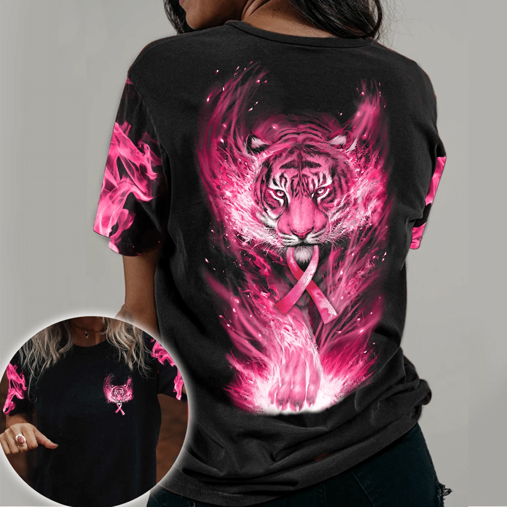 Sensibilisation au cancer du sein : T-shirt et sweat à capuche « Tigre » – 0822