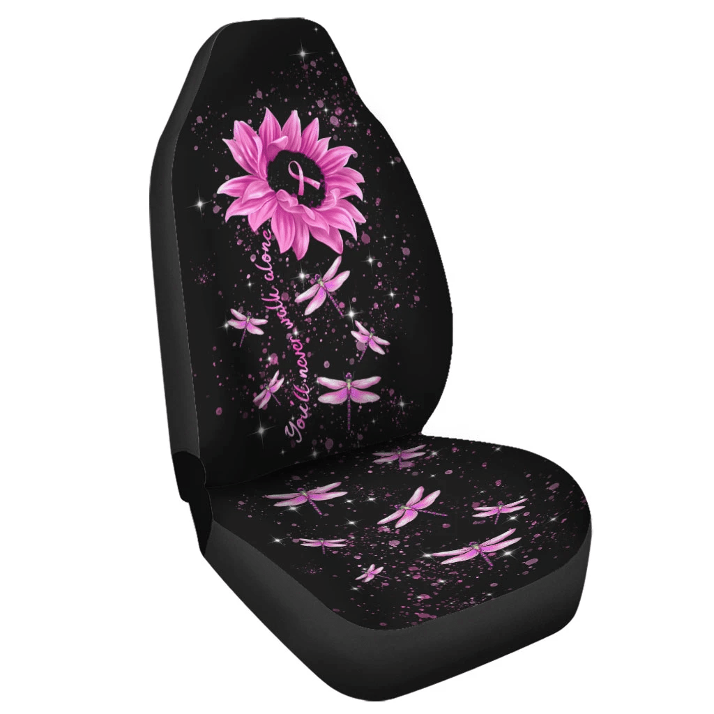 You Will Never Walk Alone Breast Cancer Automotive- Breast Cancer Awareness Seat Covers 0822