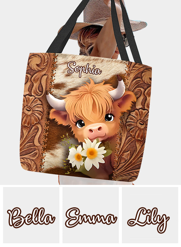 Cute Highland Cow - Personalized Tote Bag