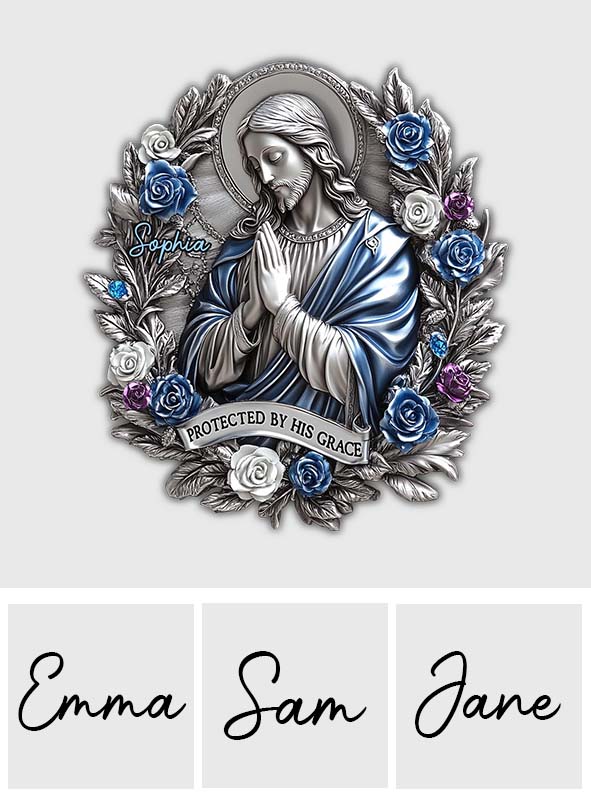 Protégé par sa grâce - Clip de pare-soleil de voiture personnalisé à motif chrétien