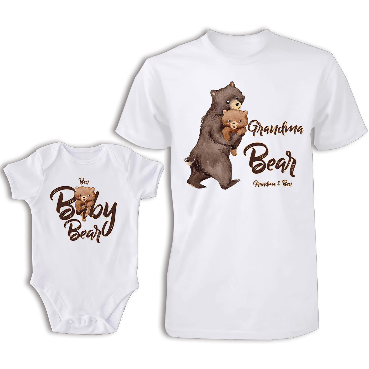 Papa Ours Bébé Ours - T-shirt personnalisé pour papa et body pour bébé