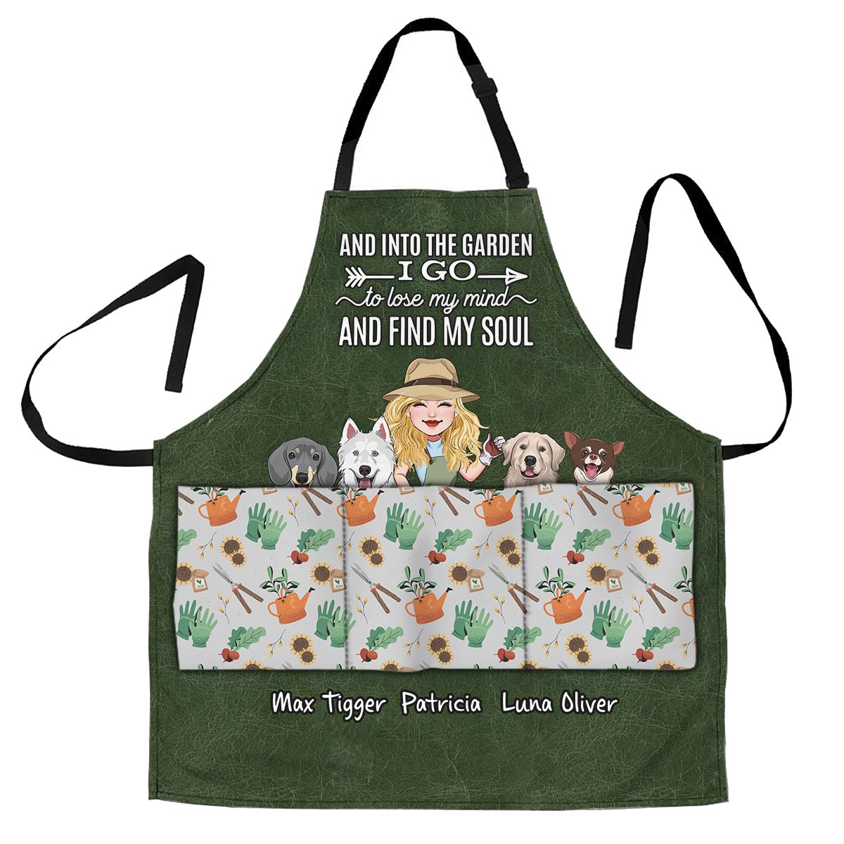 Et me voilà au jardin ! - Cadeau de jardinage pour maman, épouse, amie, grand-mère, amoureuse des chiens et des chats - Tablier personnalisé