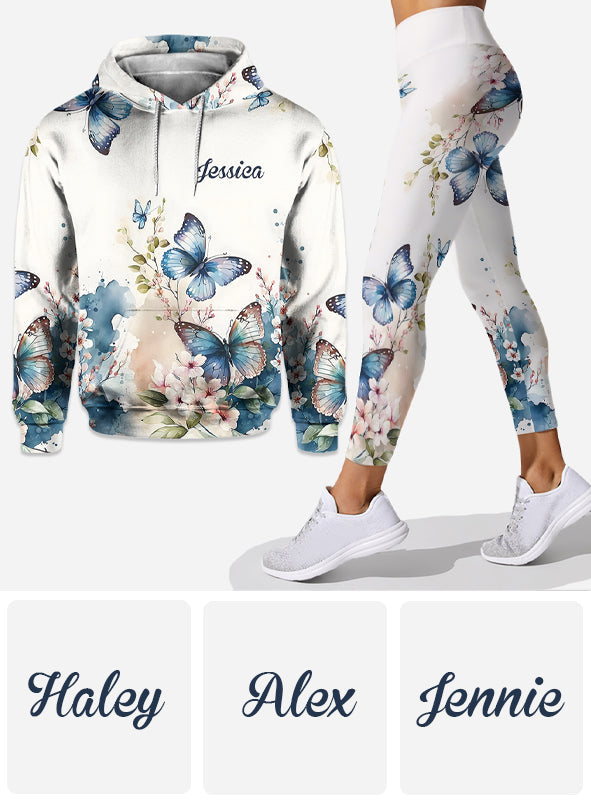 J'adore les papillons - Sweat à capuche et legging personnalisés papillons