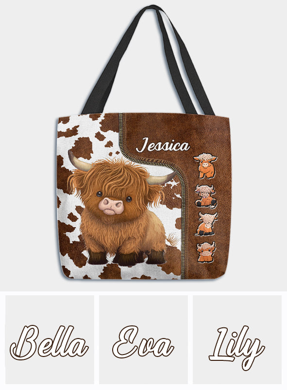 Sac fourre-tout personnalisé « Juste une fille qui aime les vaches des Highlands ».