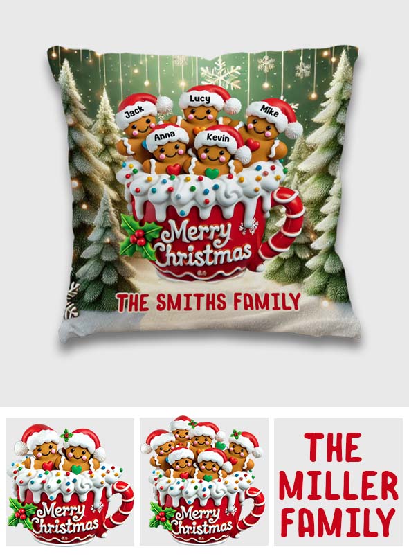 Merry Christmas 2024 - Personalized Family Throw Pillow
