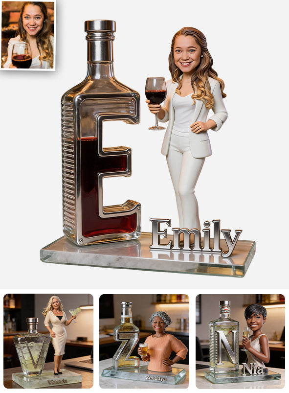 Personalized Black Grandma Holding Martini Custom Shaped Acrylic Plaque - Thoughtful Mom Gift Home Bar Desk Decor