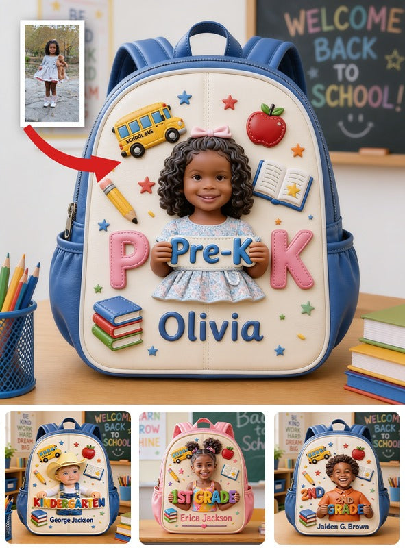 Cute 3D Curly Haired Little Black Girl Personalized Pre-K Backpack, Perfect Back To School Gift For Kids