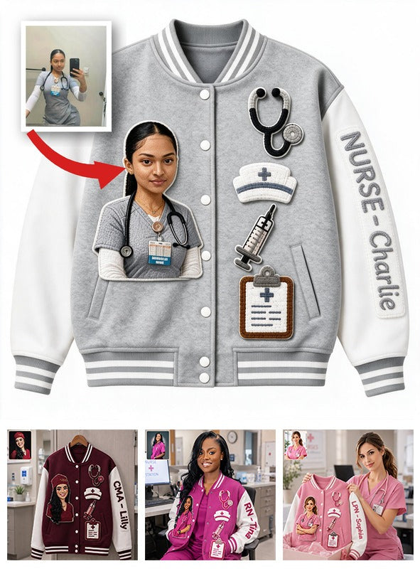 Veste Varsity Infirmière Personnalisée Cadeau Appréciation pour Infirmiers et Travailleurs de la Santé