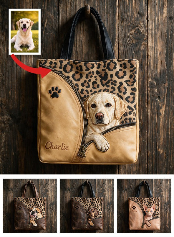 Personalized Yellow Labrador Retriever Peeking Tote Bag Custom Gift for Lab Dog Lovers and Pet Owners