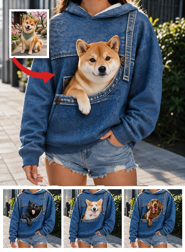 Cute Pocket Shiba Inu All Over Print Hoodie - Personalized Gift for Shiba Inu Dog Pet Owners