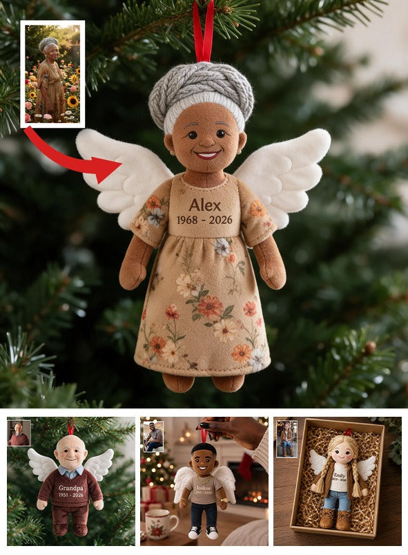 Personalized Black Mom Angel Memorial Plush Ornament - I'm Always With You Remembrance Sympathy Christmas Keepsake Gift