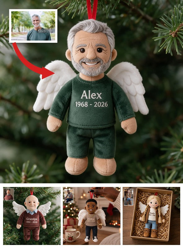 I'm Always With You Personalized Grandpa Angel Memorial Plush Ornament, Bereavement Christmas Keepsake Gift