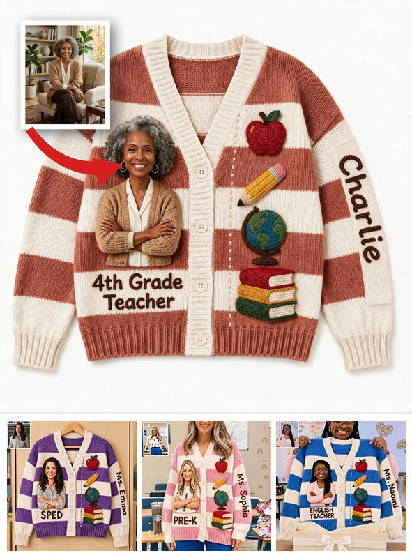 Cardigan Personnalisé pour Enseignante Latina Âgée, Cadeau Personnalisé