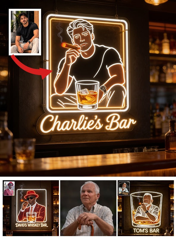 Panneau en Acrylique LED Personnalisé pour Bar - Whisky et Cigare
