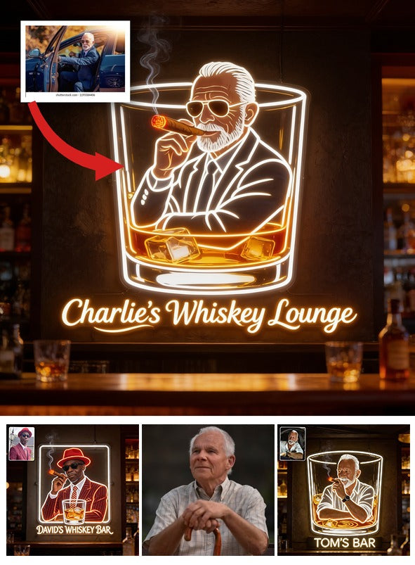 Panneau LED Acrylique Personnalisé pour Cigares et Whisky - Décor de Bar à Domicile