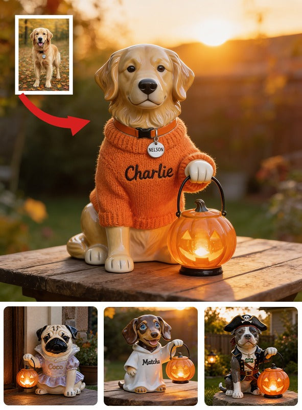 Personalized Fall Golden Retriever Solar Acrylic Light Outdoor Garden Decor