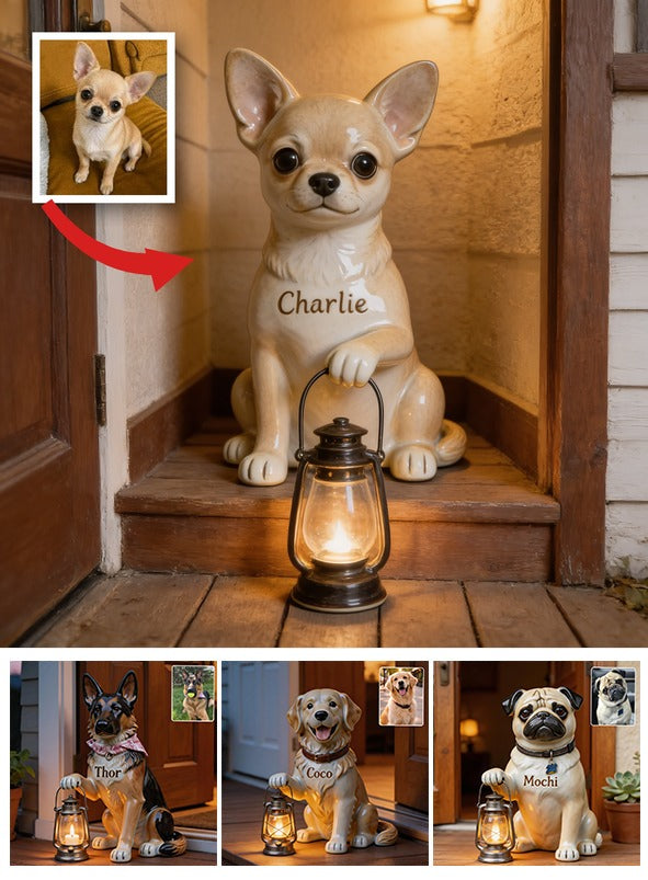 Personalized Light Tan Chihuahua Solar Acrylic Light Dog Lover Garden Decor