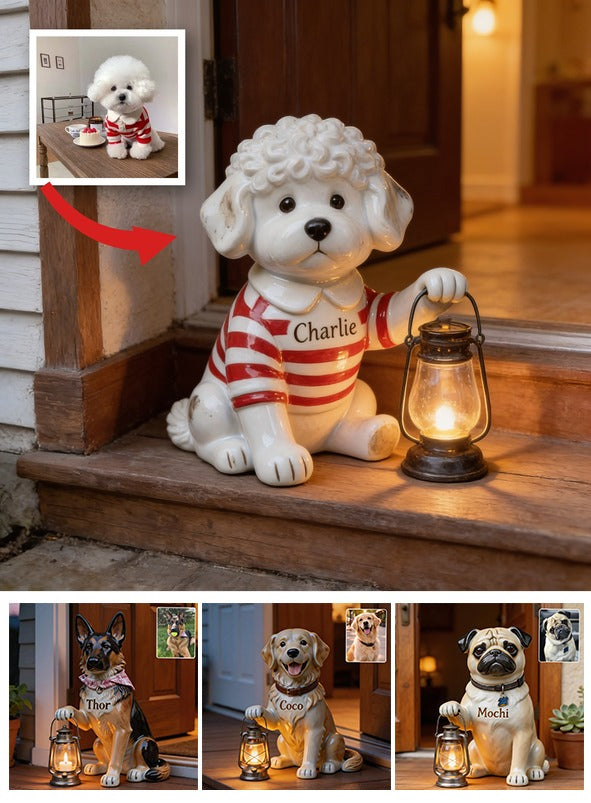 Personalized Fluffy White Bichon Frise Solar Acrylic Light Garden Decor