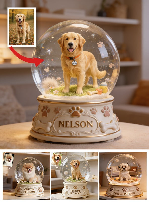 Personalized Golden Retriever Acrylic Snow Globe Table Decor Dog Owner Gift