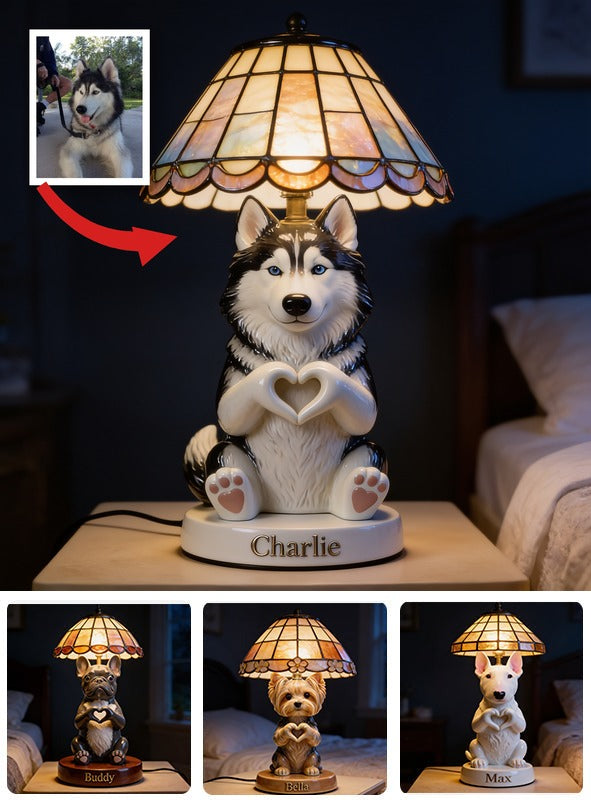 Personalized Blue Eyed Siberian Husky Acrylic LED Night Light Dog Lover Gift