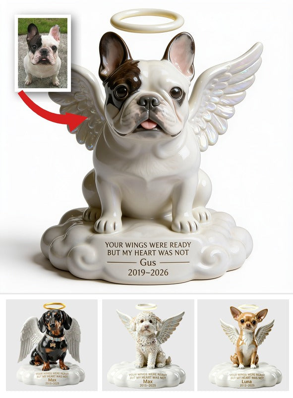 Plaque Acrylique Personnalisée en Forme d'Ange pour Bulldog Français