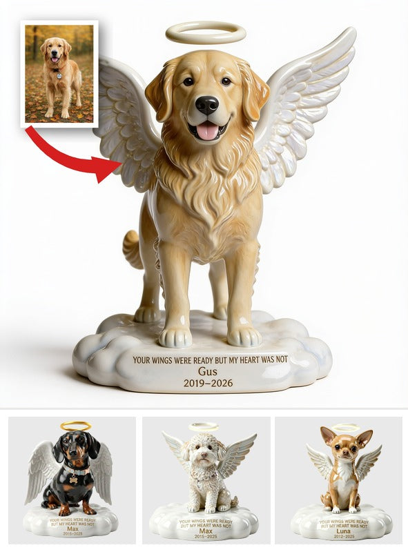 Custom Photo Golden Retriever Angel Memorial Shaped Acrylic Plaque Pet Loss Keepsake