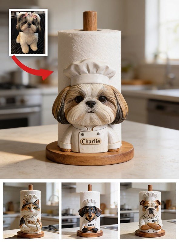 Personalized Shih Tzu Chef Paper Towel Stand Kitchen Decor Gift