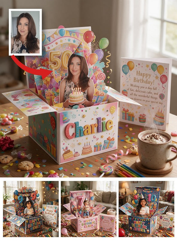 Carte Cadeau Pop Up Personnalisée pour le 50ème Anniversaire Femme