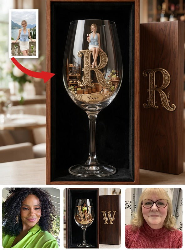 Set de Verres à Vin Personnalisés pour Femme avec Boîte en Bois