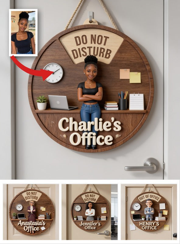 Panneau Personnalisé Femme Noire Bureau Indicateur Décor de Porte