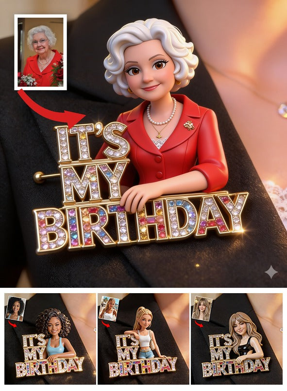 Broche Photo Personnalisée 70e Anniversaire Femme Âgée, Cadeau Mamie Maman Épouse
